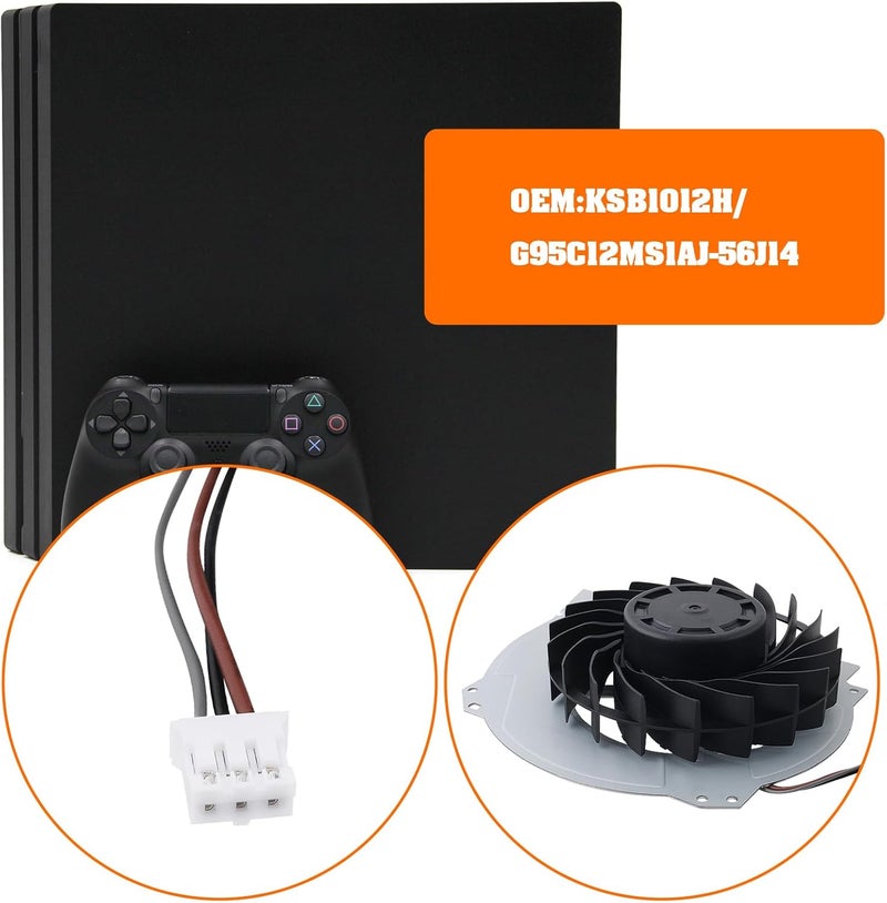 Micro Traders 1Pc CPU Cooling Fan Replacement Part KSB1012H G95C12MS1AJ-56J14 Compatible with PlayStation 4 Pro CUH-70XX CUH-71XX CUH-72XX Full Series - Image 2